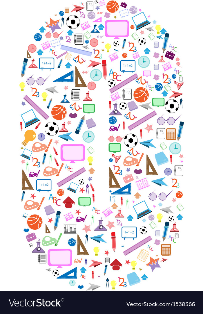 Colorful school number background with media icons