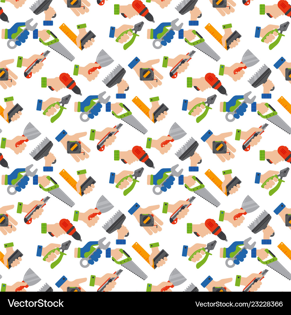 Construction Worker Tools Pattern Royalty Free Vector Image