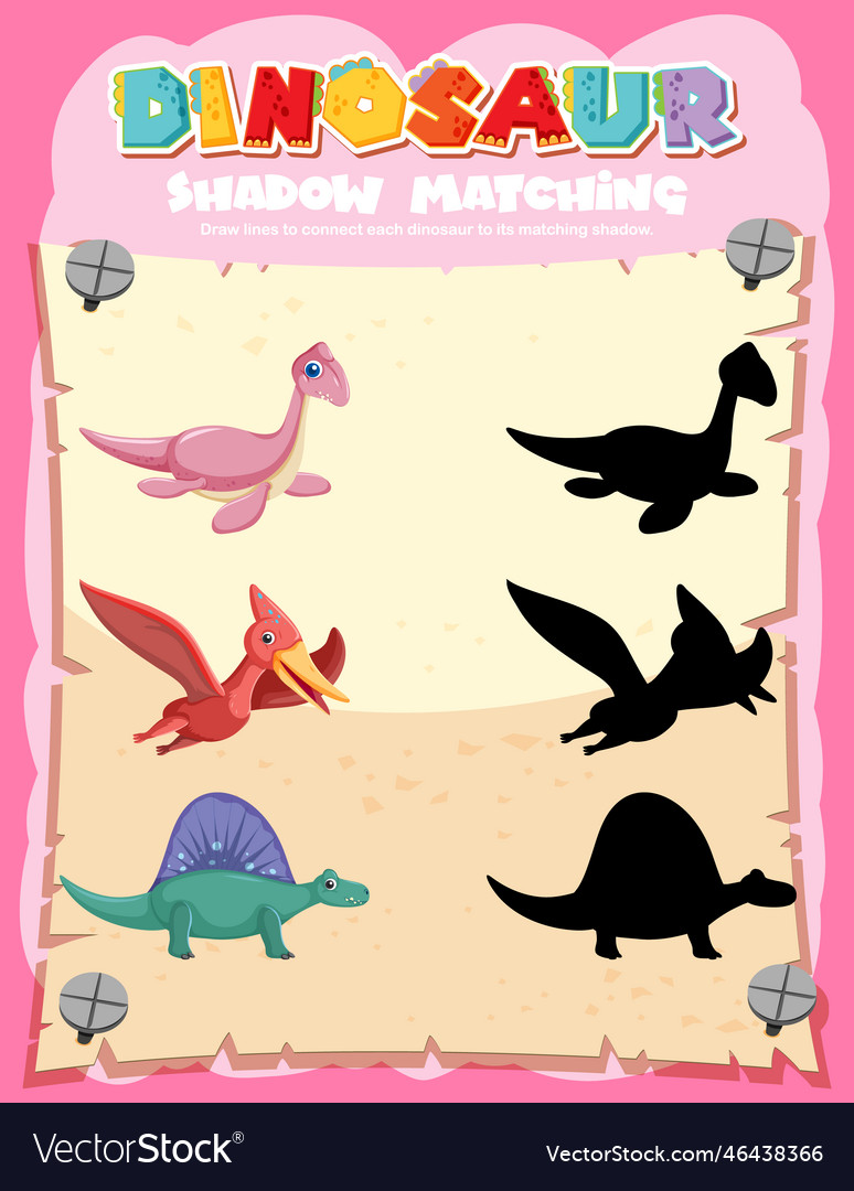 Dinosaur shadow matching game template