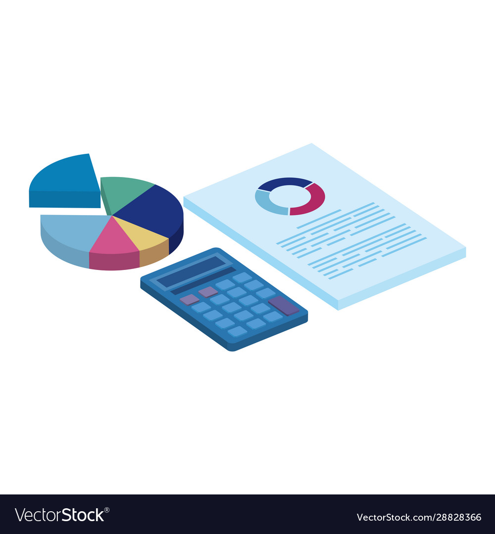 Dokument mit kreisförmigem statistischen und rechner