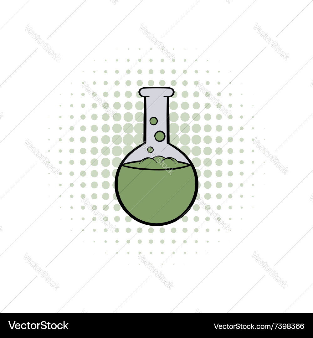 Flask with liquid comics icon Royalty Free Vector Image