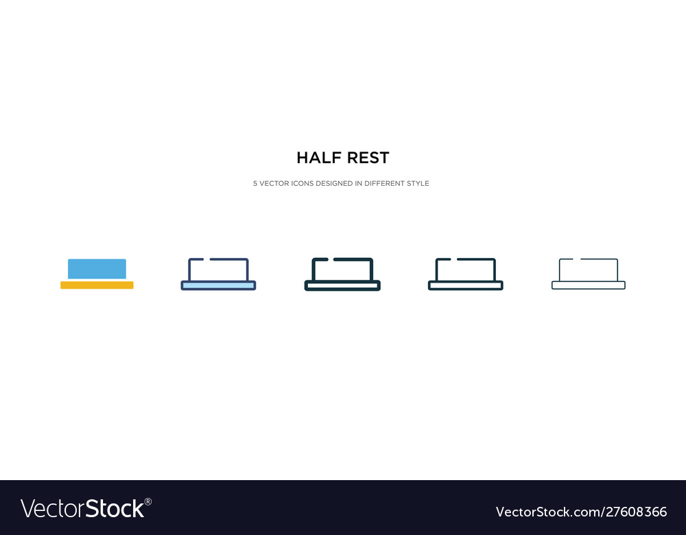 Half rest icon in different style two colored vector image Half rest icon in different style two colored