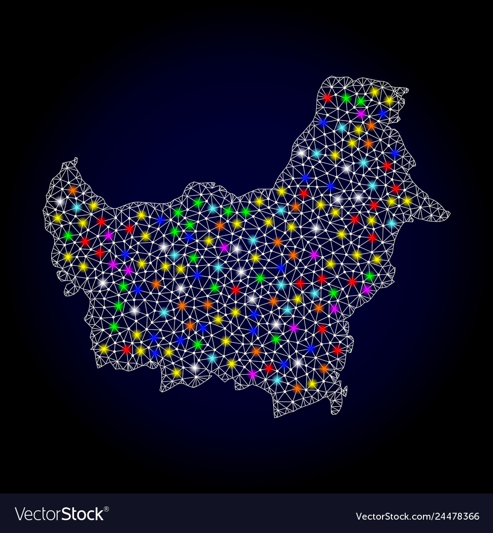 Mesh network map of borneo island with colorful