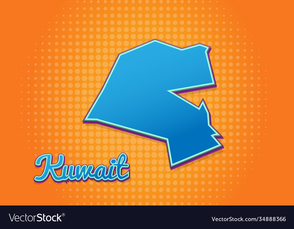 Retro map kuwait with halftone background vector image Retro map kuwait with halftone background