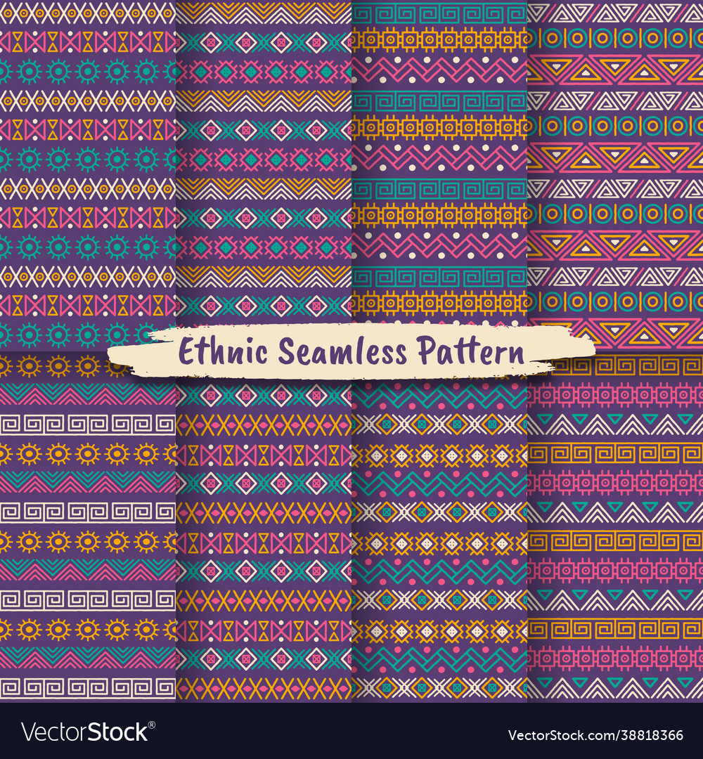Set ethnic seamless pattern in native style