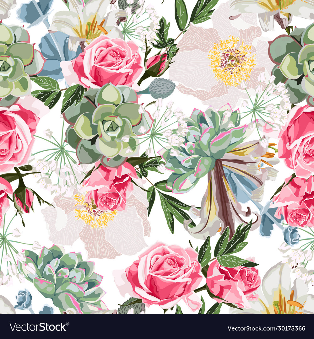 Spring blossom floral seamless pattern vector image Spring blossom floral seamless pattern