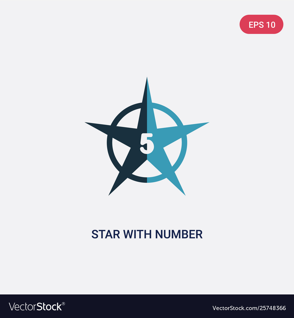 Two color star with number five icon from shapes vector image Two color star with number five icon from shapes