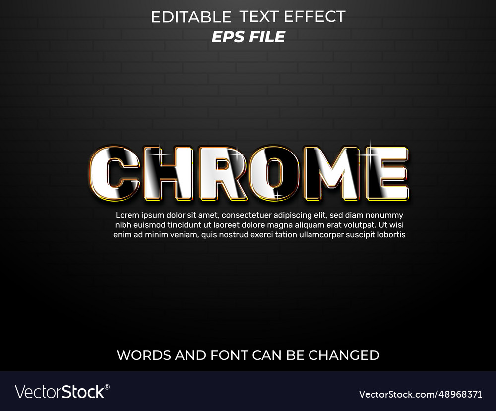 Chrome text effect font editable typography 3d