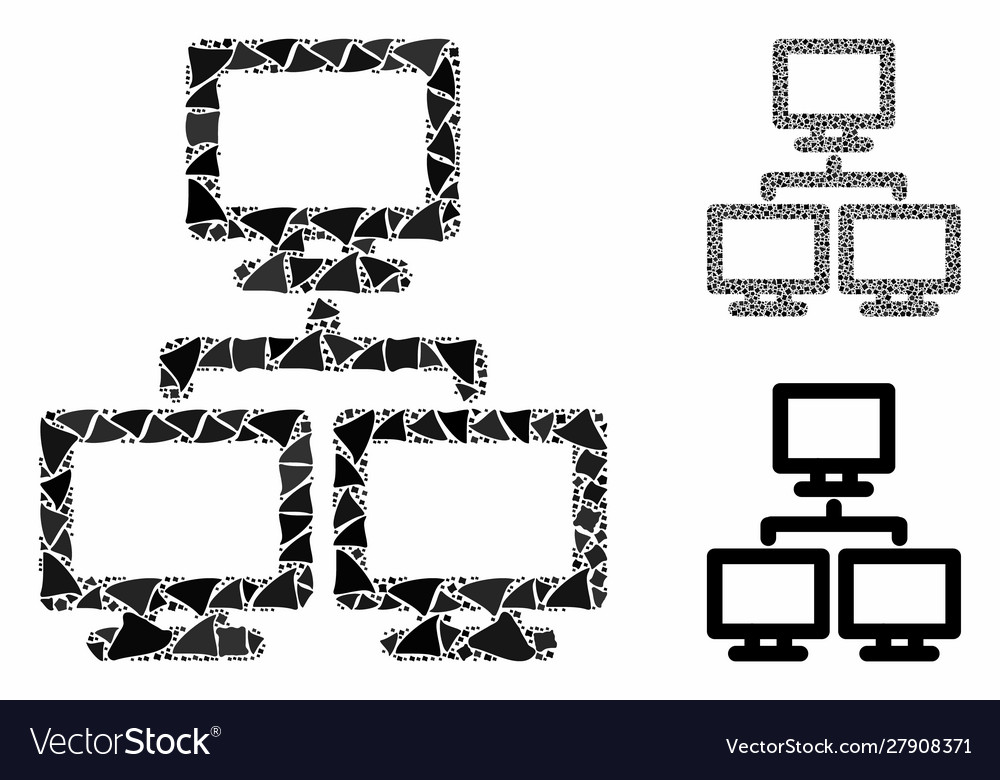 Computer network group composition icon raggy vector image Computer network group composition icon raggy
