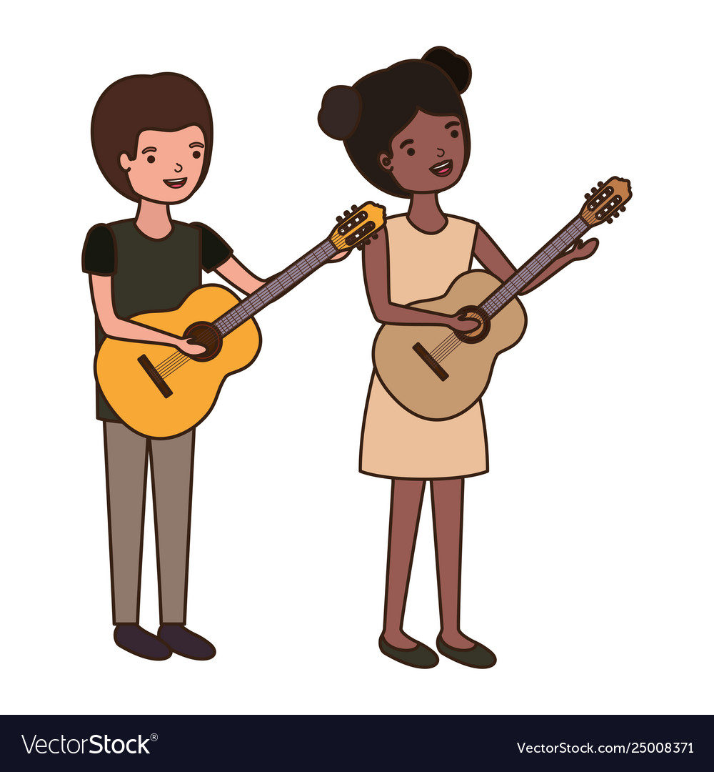 Couple with musical instruments avatar character Vector Image