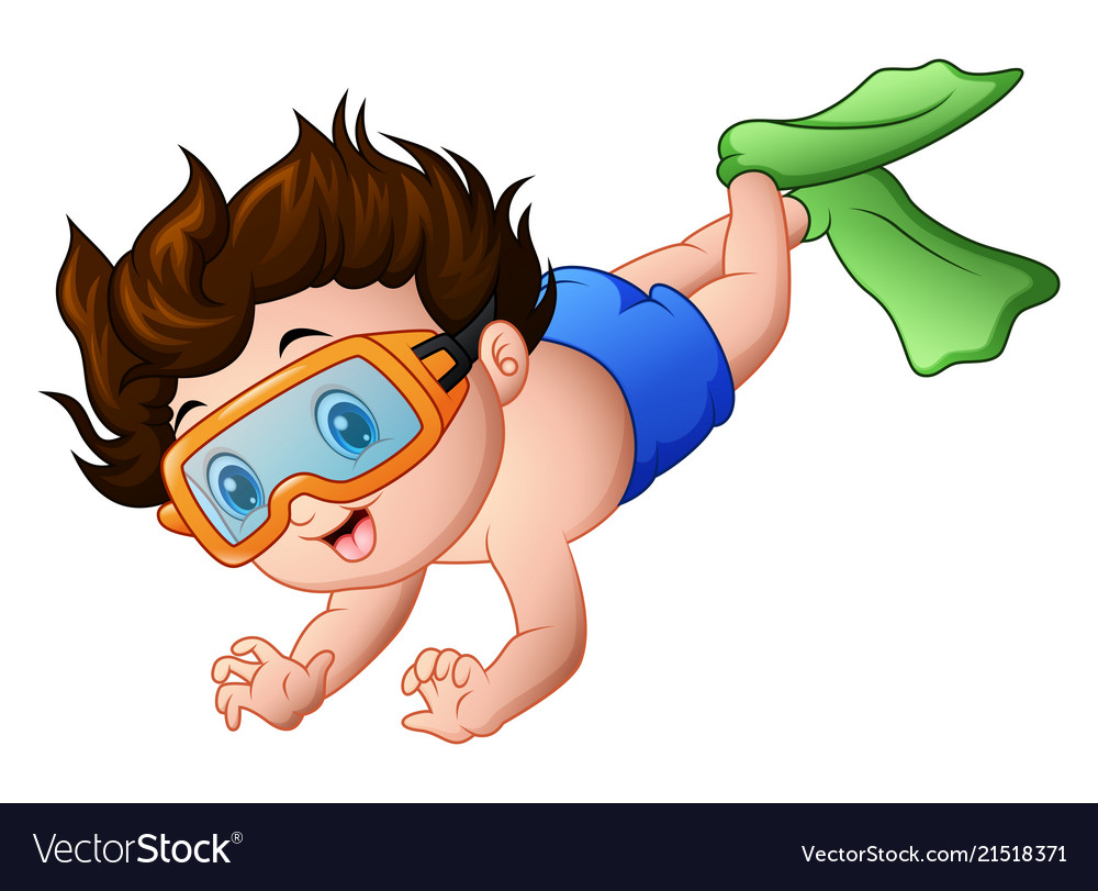 Cute boy cartoon snorkeling Royalty Free Vector Image