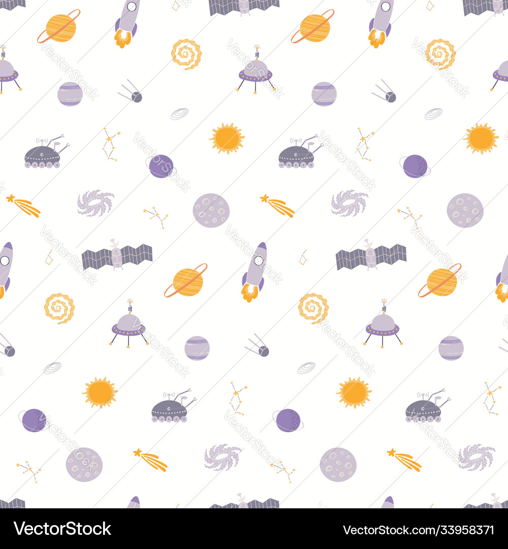 Cute cosmic seamless pattern Royalty Free Vector Image
