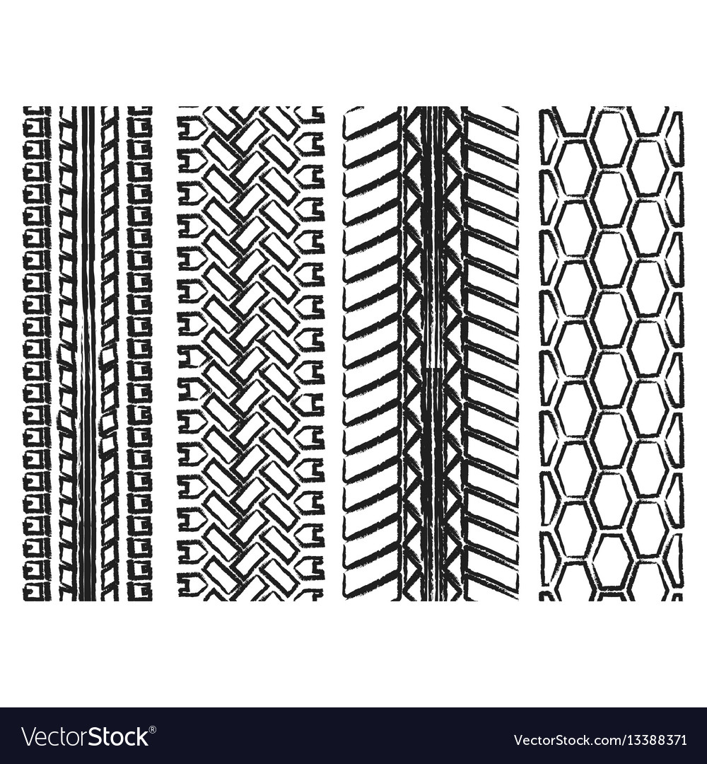 Grunge tire track silhouettes Royalty Free Vector Image