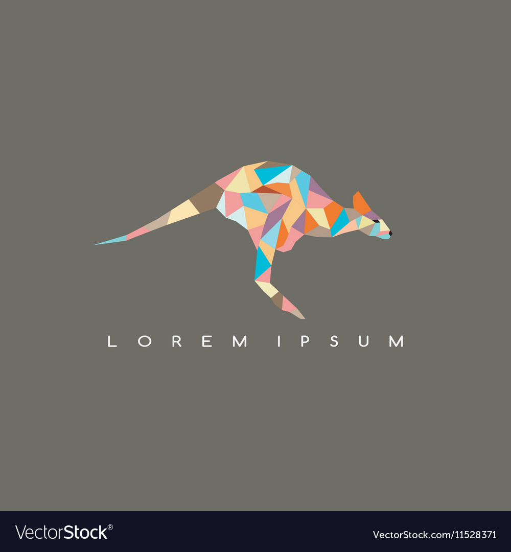 Kangaroo jump colorful mosaic pattern