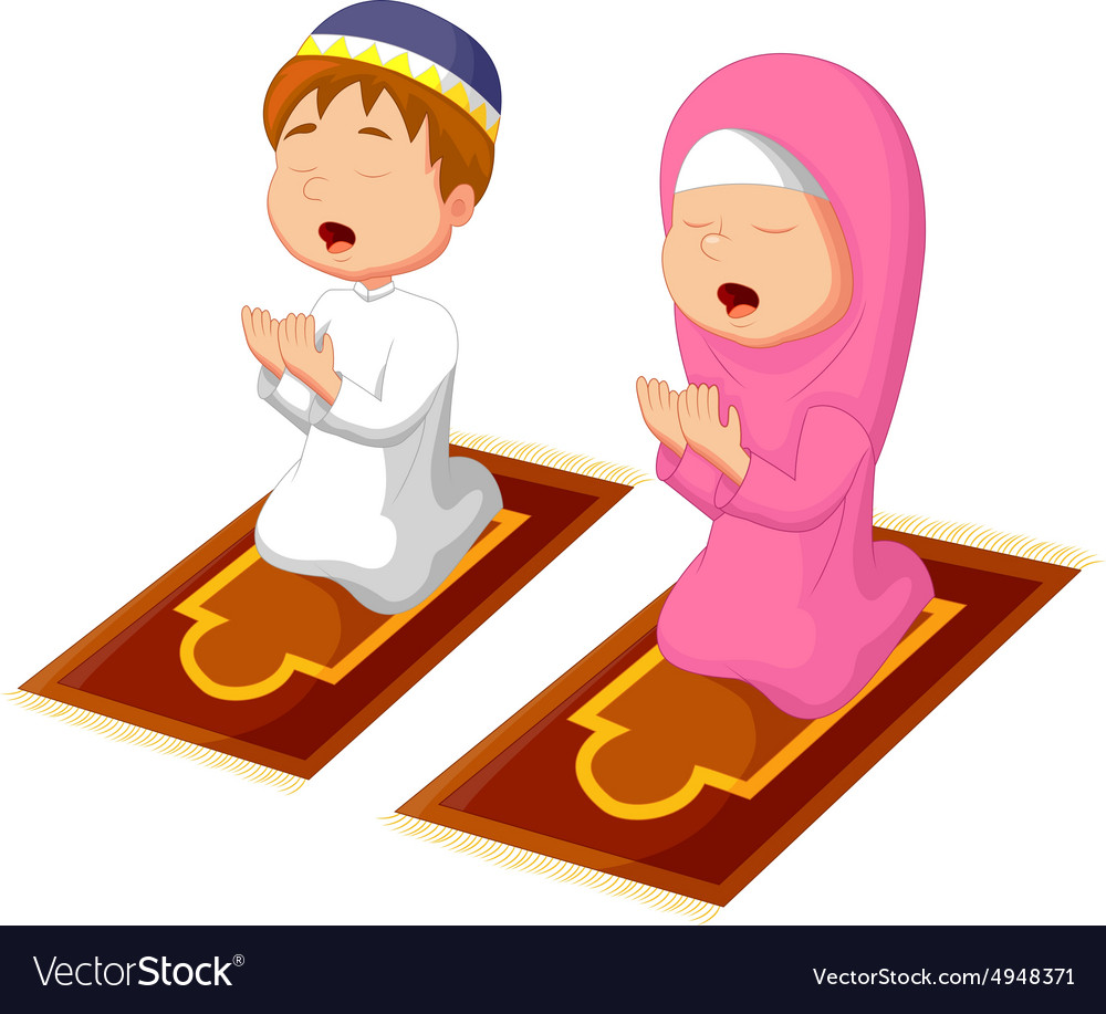 Muslim kid praying Royalty Free Vector Image - VectorStock