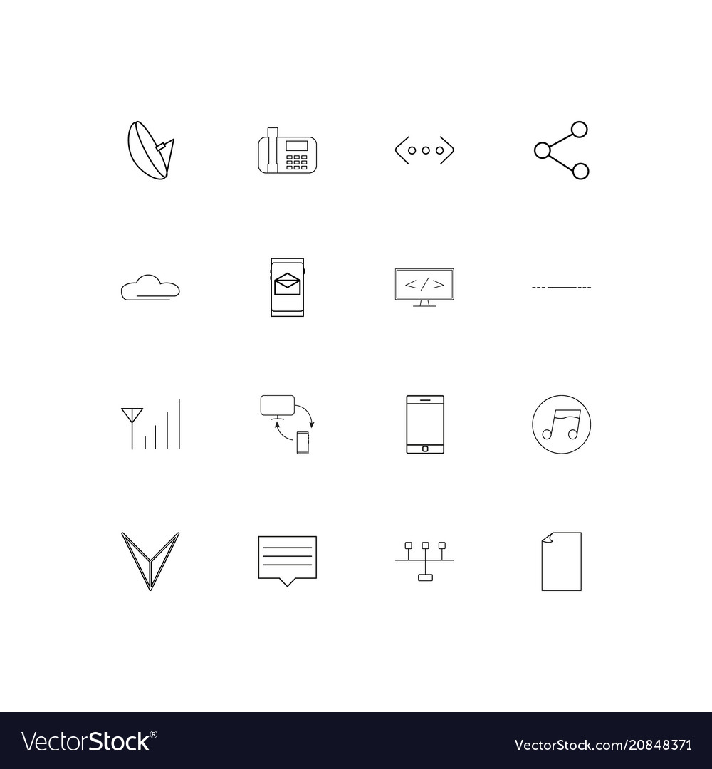 Network and database linear thin icons set