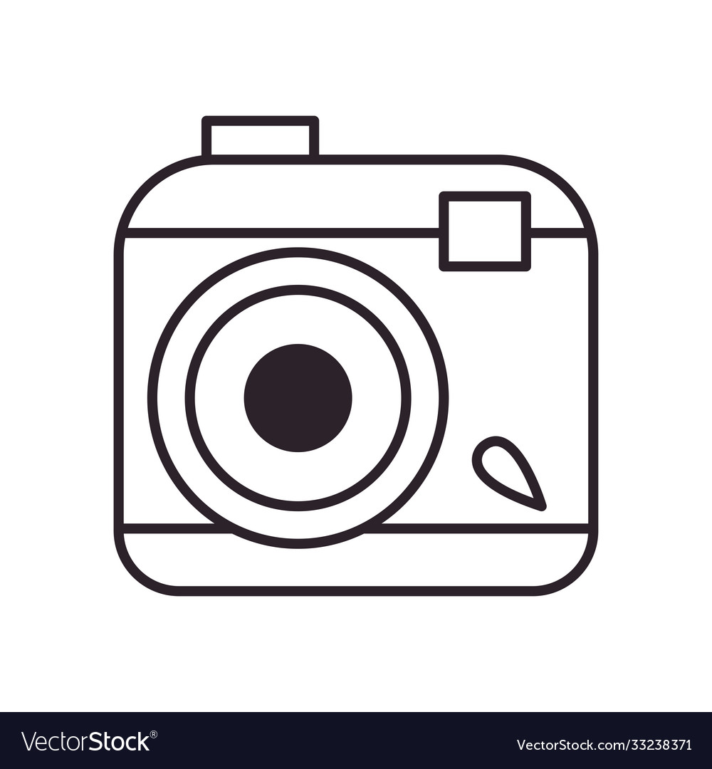 Retro instant camera line style icon design