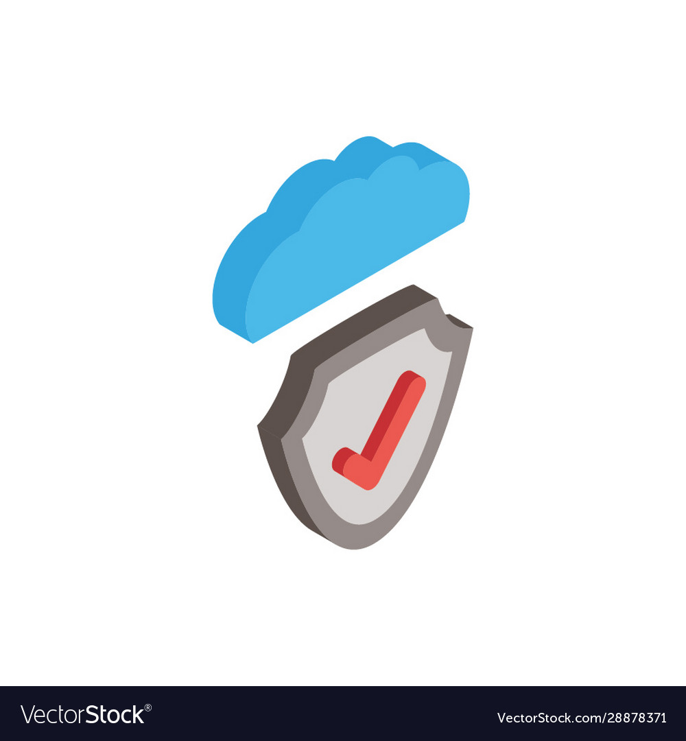 Security shield and check symbol with cloud vector image Security shield and check symbol with cloud