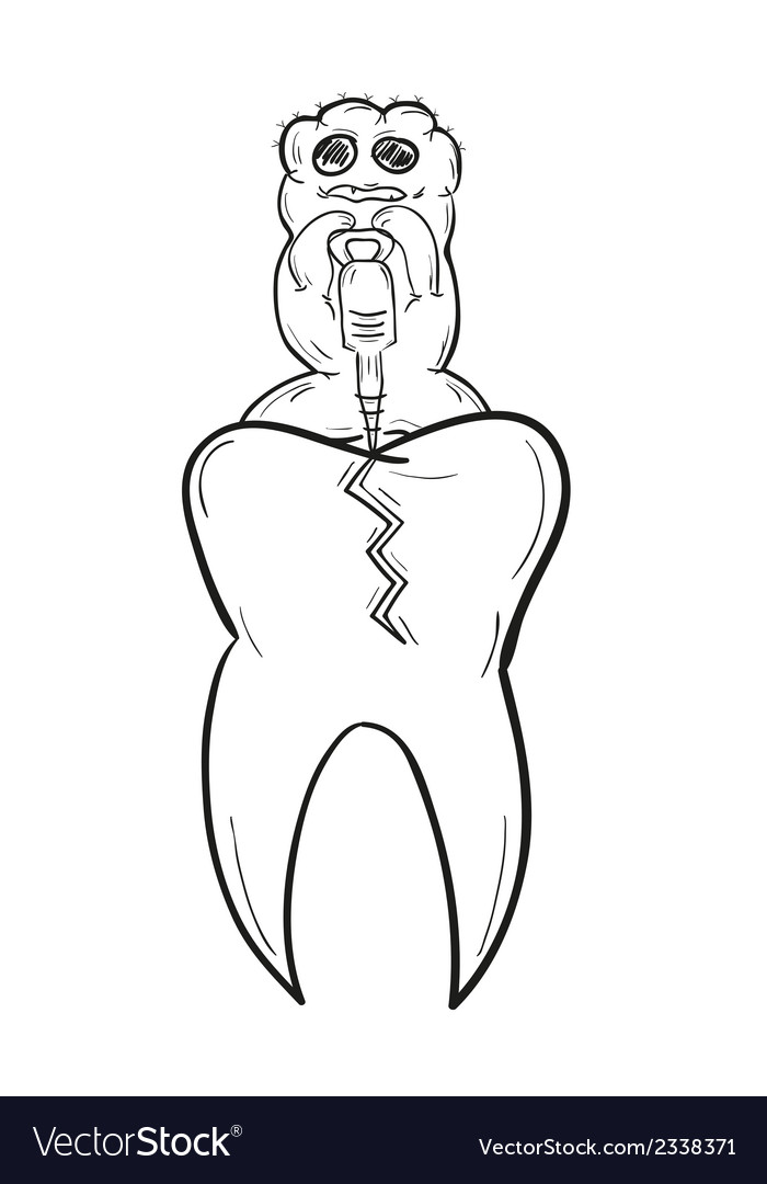Sketch of the tooth with defect and ugly creature