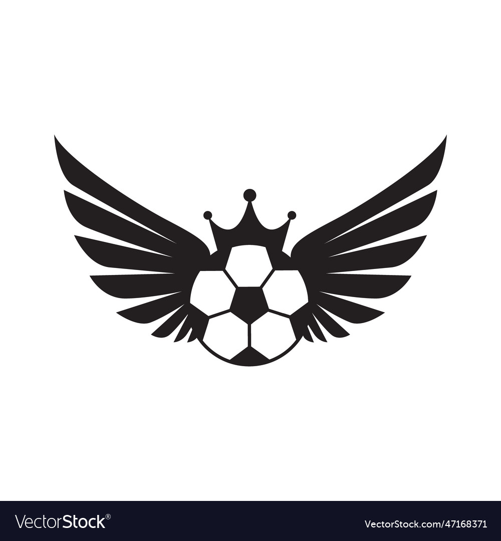 Sport Wings Badge Crown Football Logo Design Vector Image