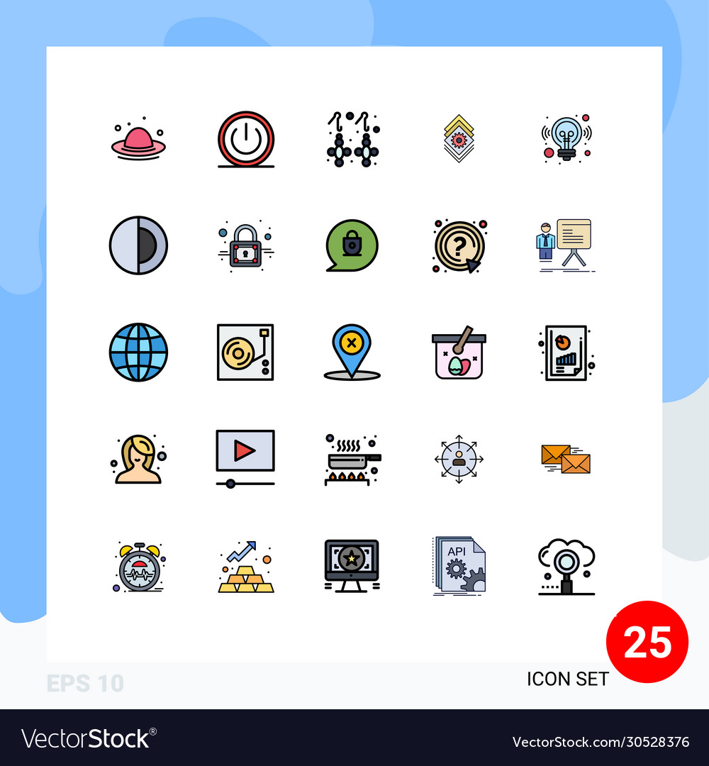 25 user interface filled line flat color pack