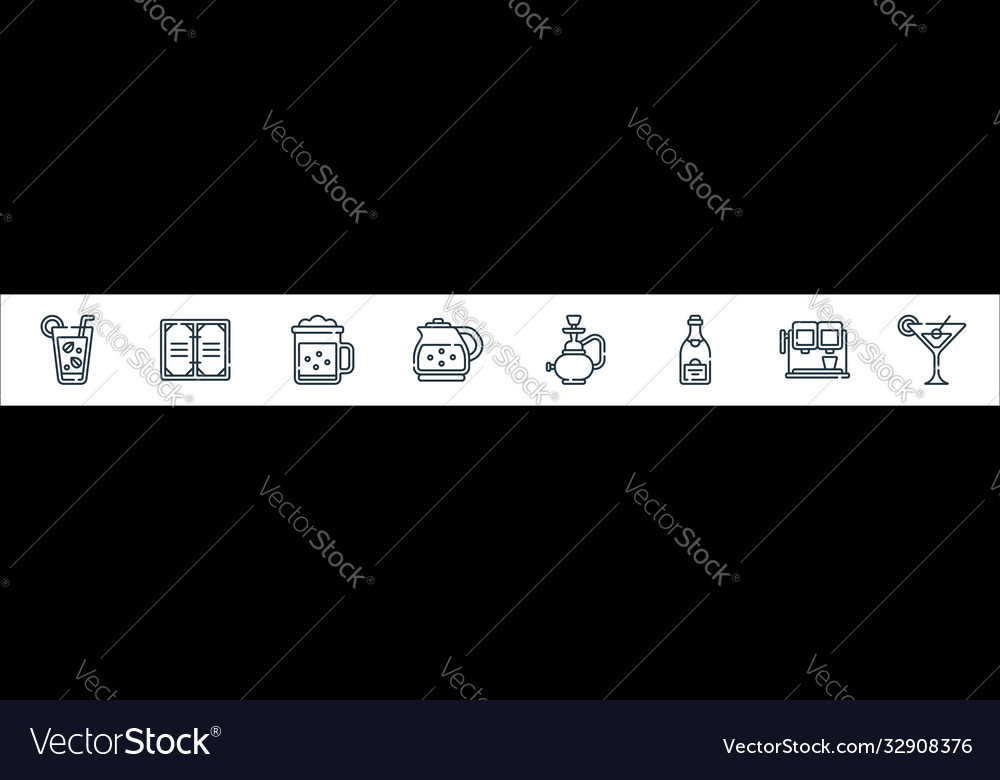 Bar line icons linear set quality vector image Bar line icons linear set quality