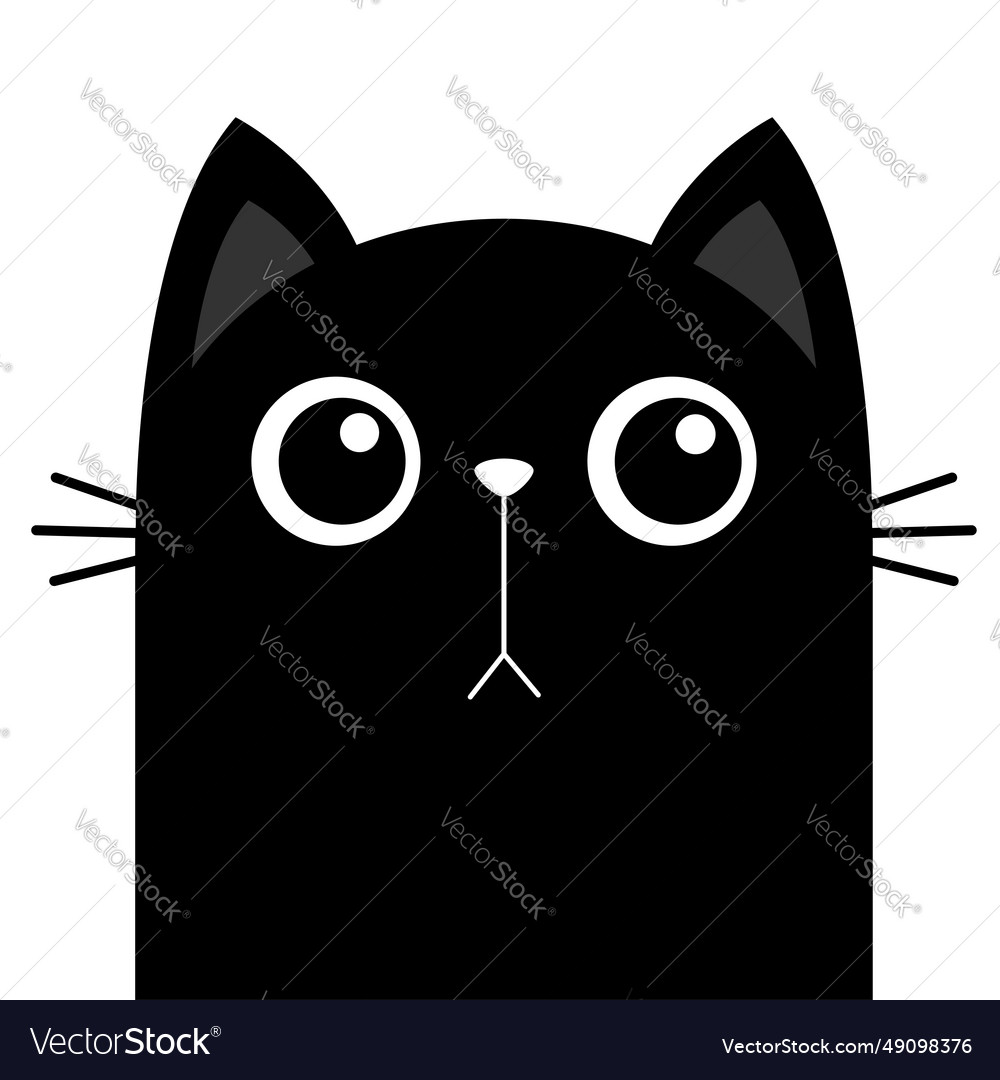 Black Cat Head Face Silhouette Icon Cute Cartoon Vector Image 5995