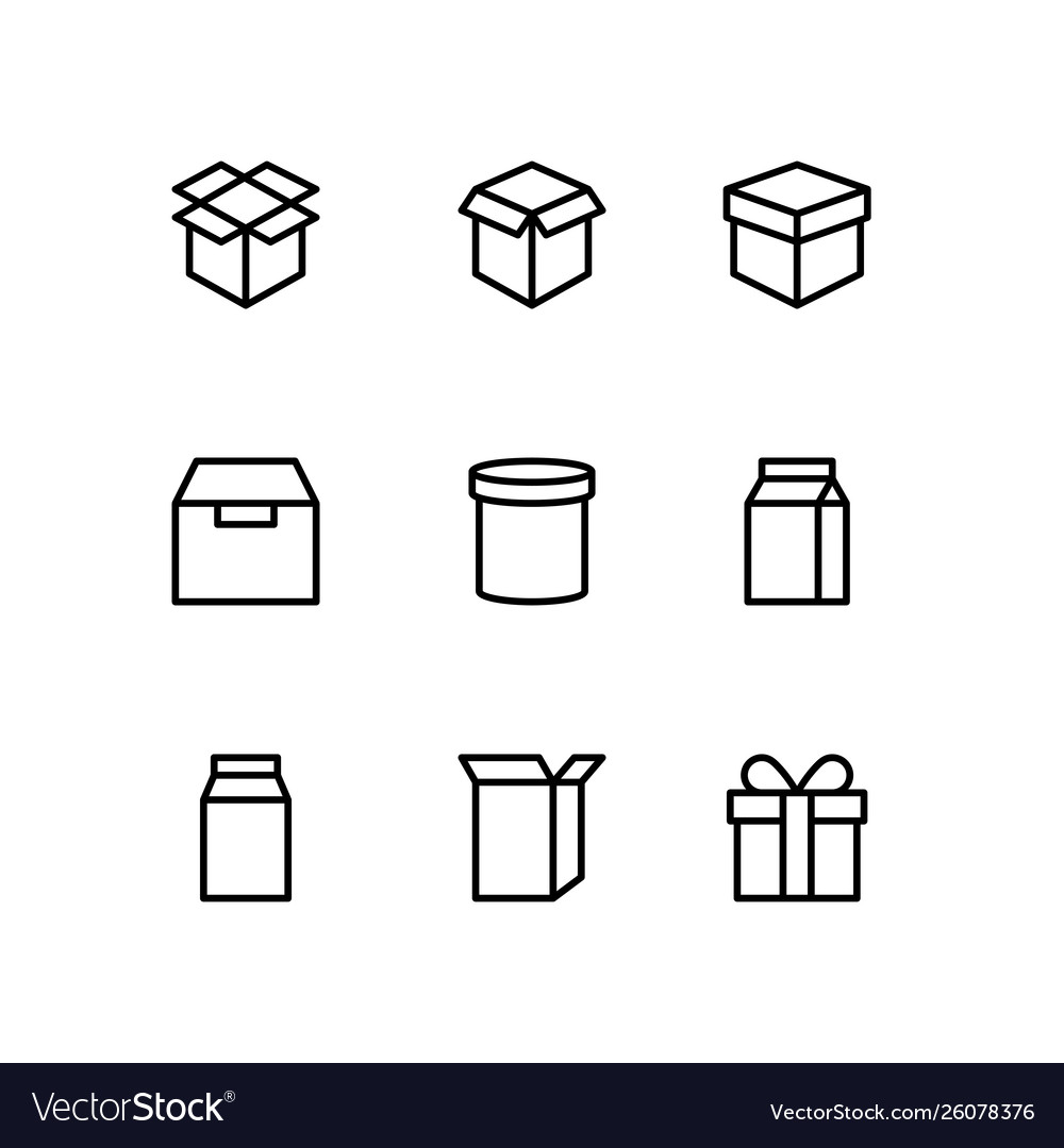 Box icon set in thin line style image