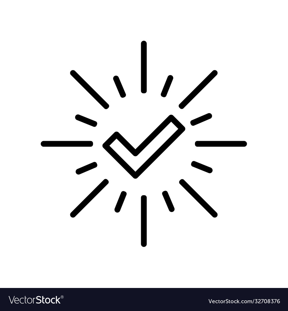 Checkmark with rays icon aproved symbol linear