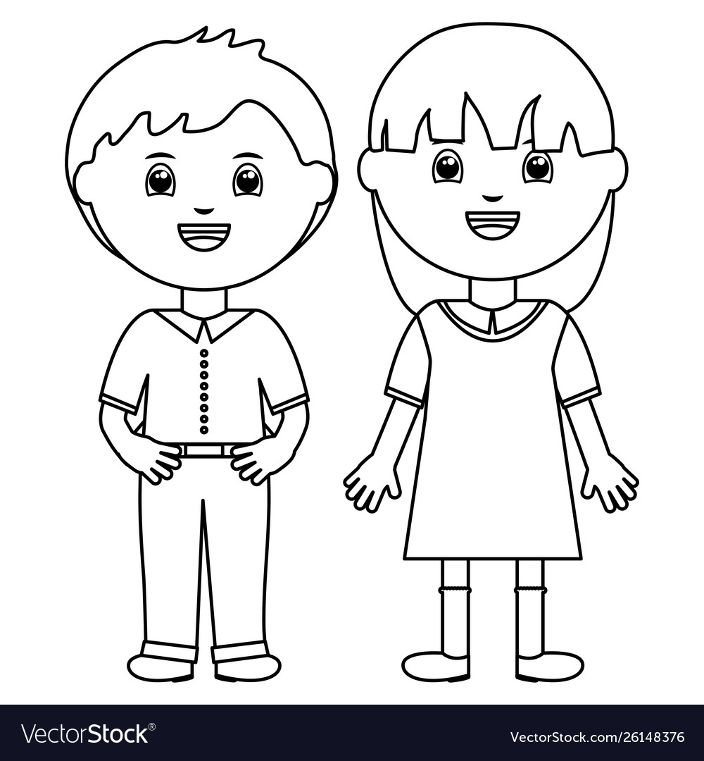 Cute little students couple characters Royalty Free Vector