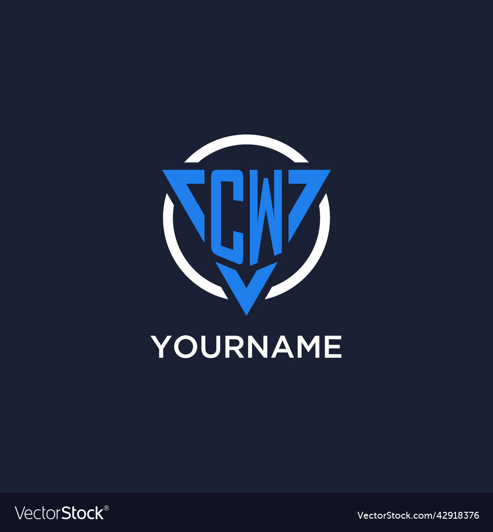 Cw monogram logo with triangle shape and circle