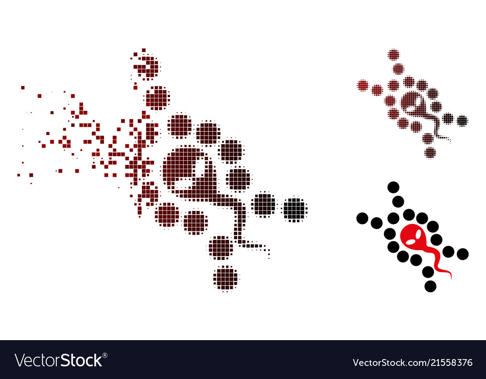 Dissolved pixel halftone alien sperm replication Vector Image Dissolved pixel halftone alien sperm replication