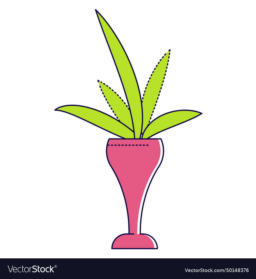 Flat design potted plant with green leaves