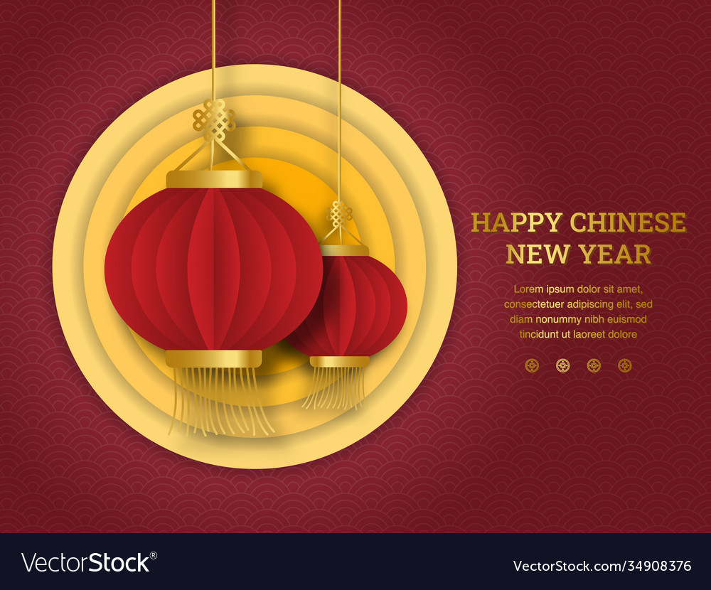 Happy chinese new year lantern with paper