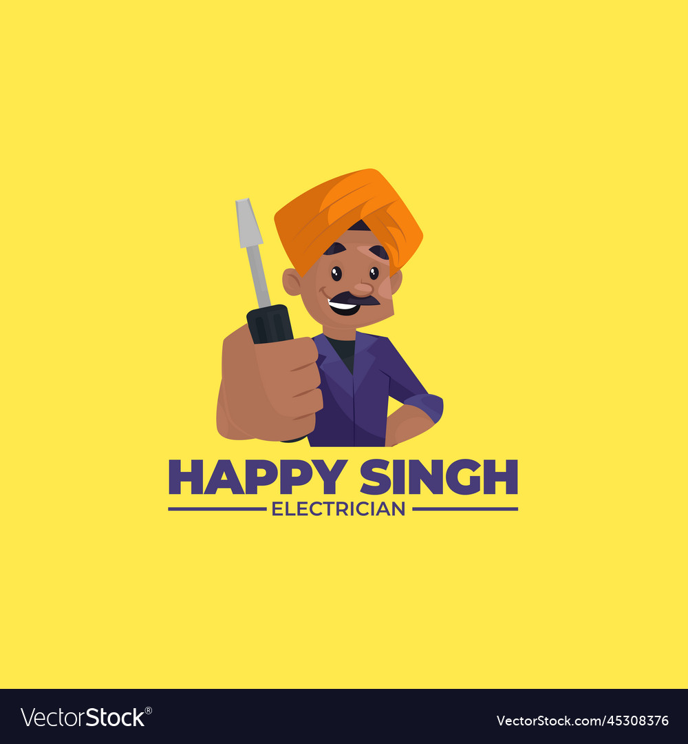 Happy singh electrician mascot logo Royalty Free Vector Happy singh electrician mascot logo Royalty Free Vector