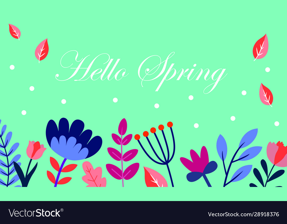 Hello spring text banner greetings design