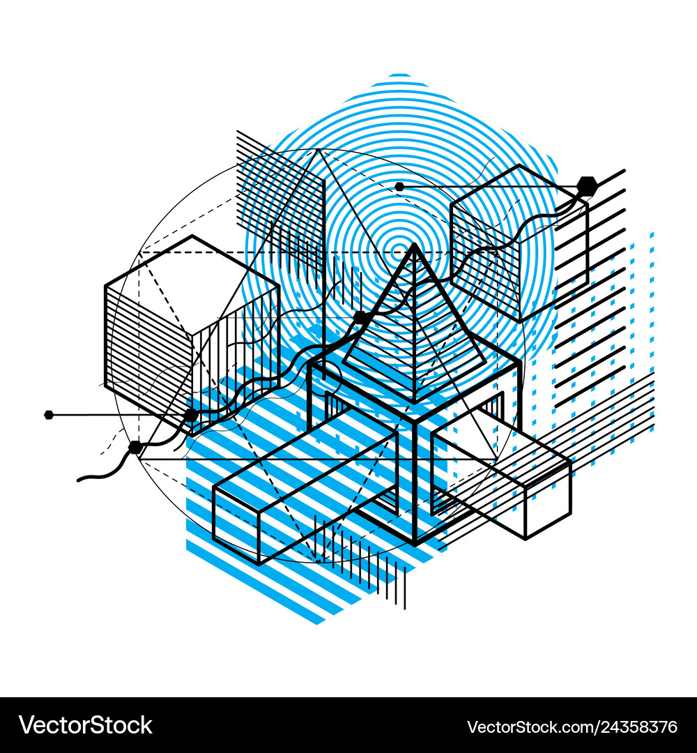 Isometric abstract background with linear Vector Image