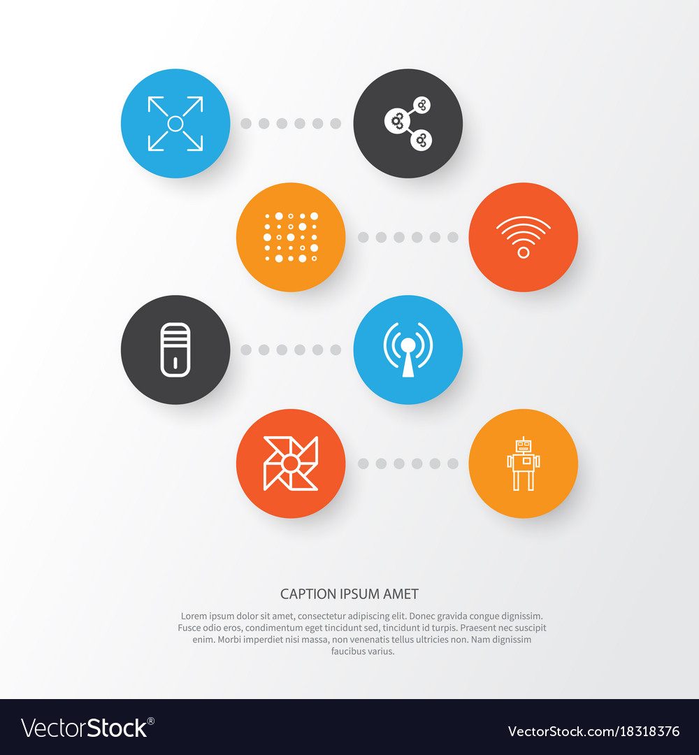 Learning icons set collection of mainframe