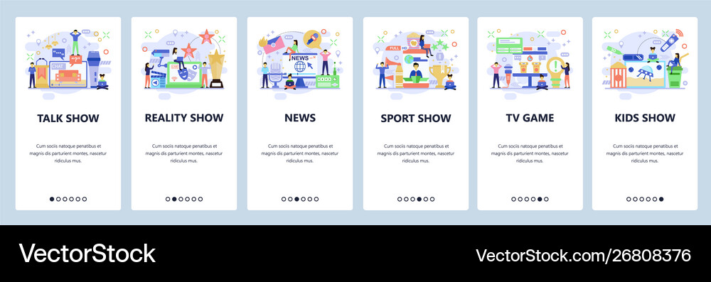 Mobile App Onboarding Screens Television Industry Vector Image