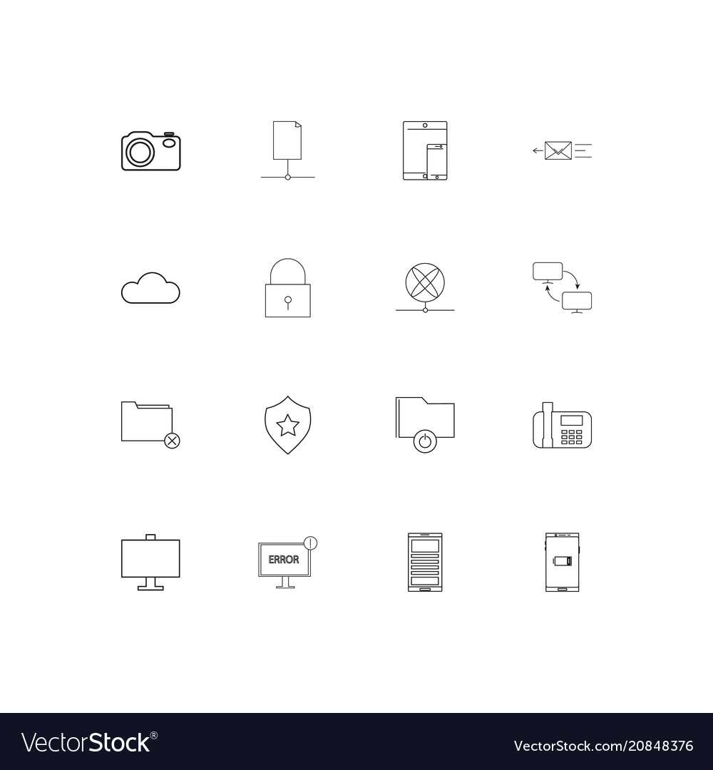 Network and database linear thin icons set
