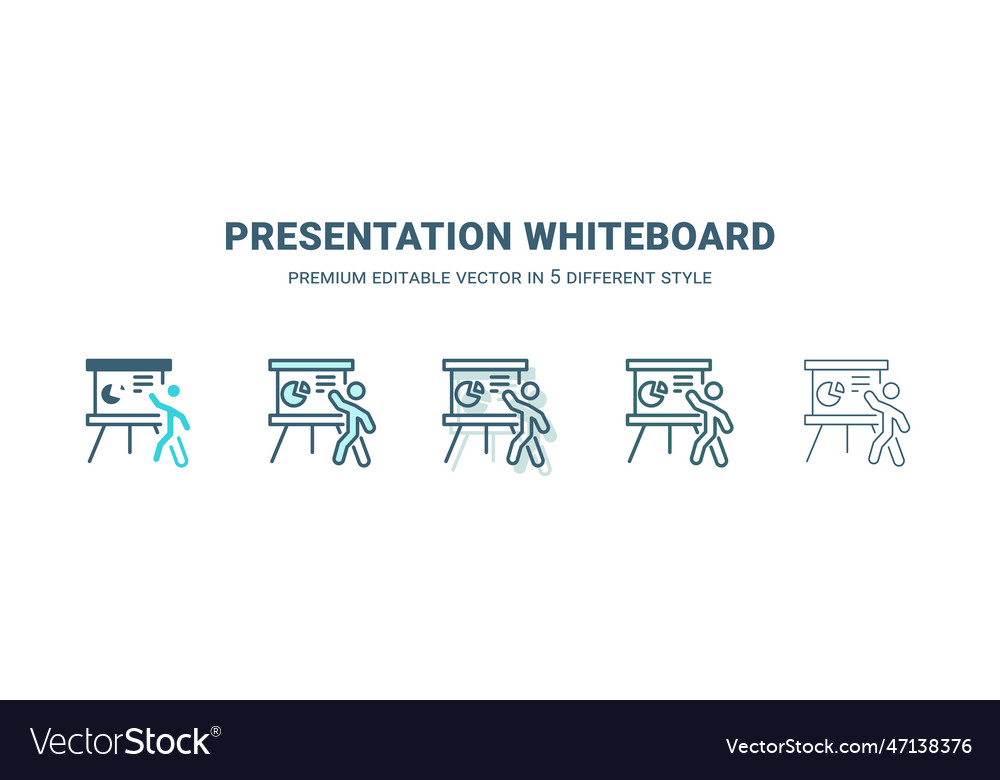 Presentation whiteboard icon in 5 different style vector image Presentation whiteboard icon in 5 different style