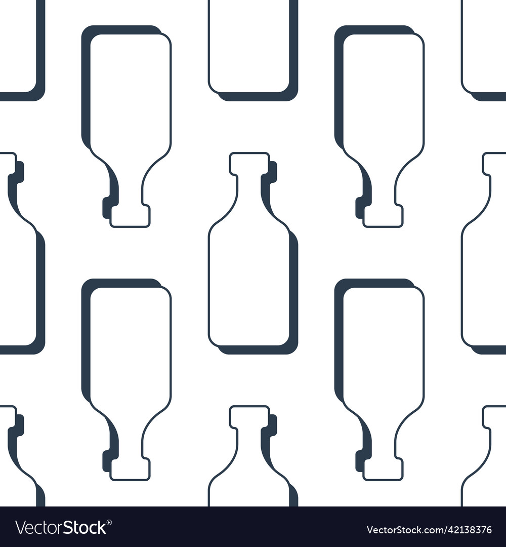 Rum bottles seamless pattern line art style