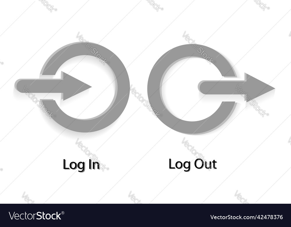 Simple symbol log in and out at white background