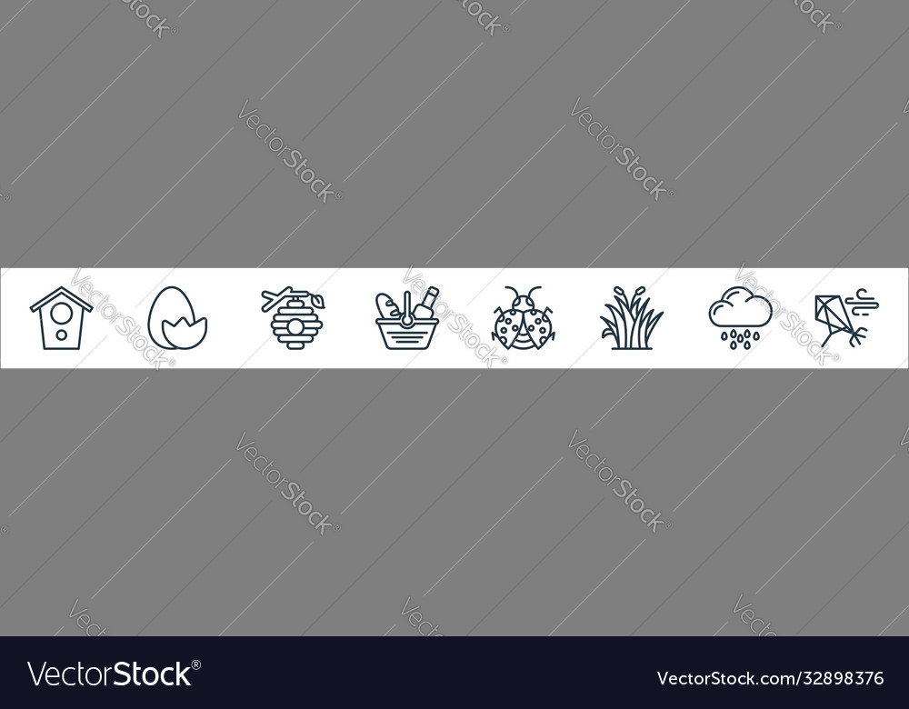 Spring line icons linear set quality