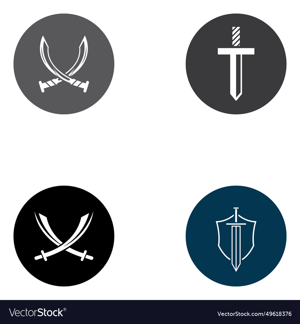 Sword shield and kings logo design Royalty Free Vector Image