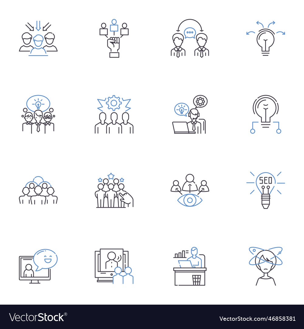 Analyzing minds line icons collection cognition Vector Image