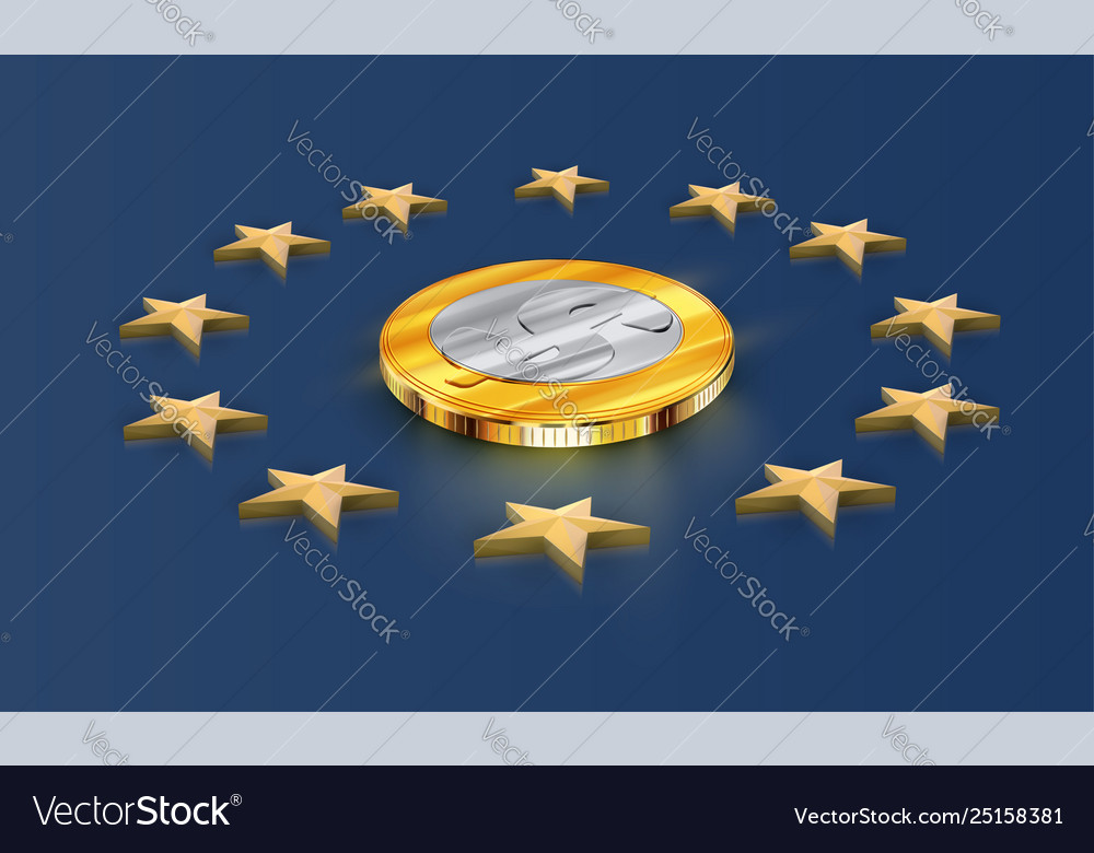 European union flag stars and money dollar