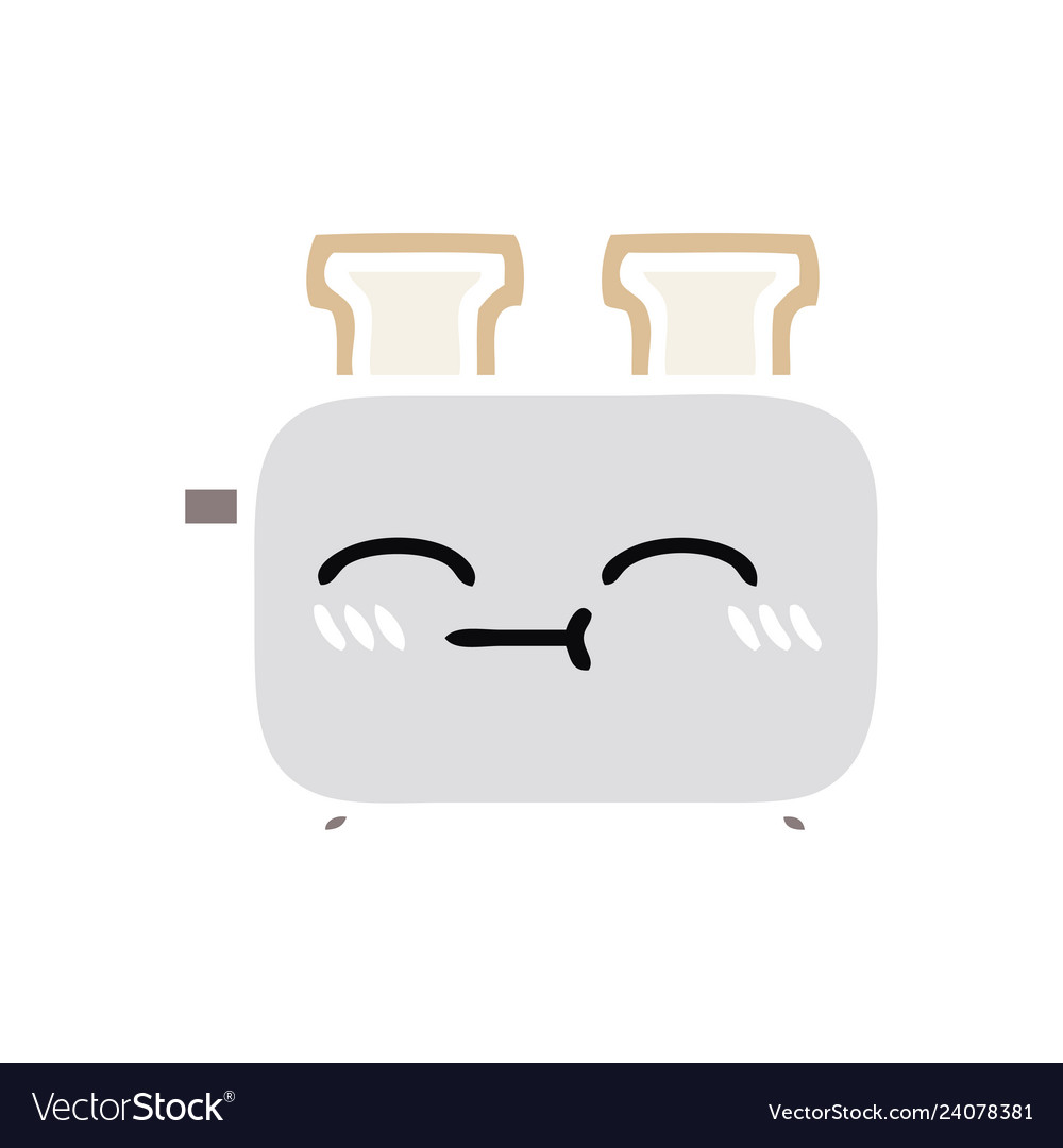 Flat color retro cartoon of a toaster