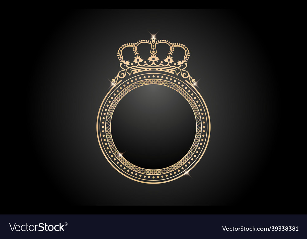 Frame with crown circle gold border with crown Vector Image