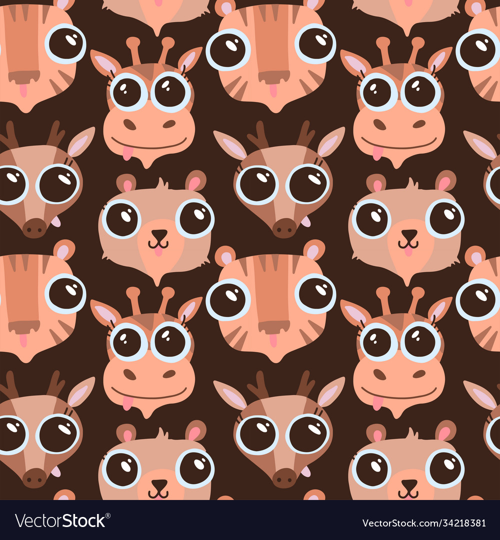 Funny hand drawn animals seamless pattern cute vector image Funny hand drawn animals seamless pattern cute
